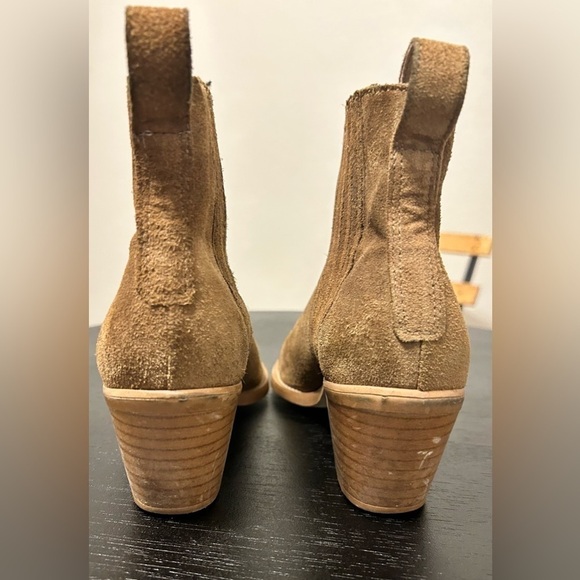 Zara Women's Pointed Toe Pull-on Block Heels Suede Ankle Bootie - Picture 2 of 8